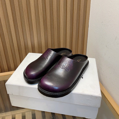 Celine SUPER POPULAR SLIPPER WITH CLASSIC LOGO DARK PURPLE