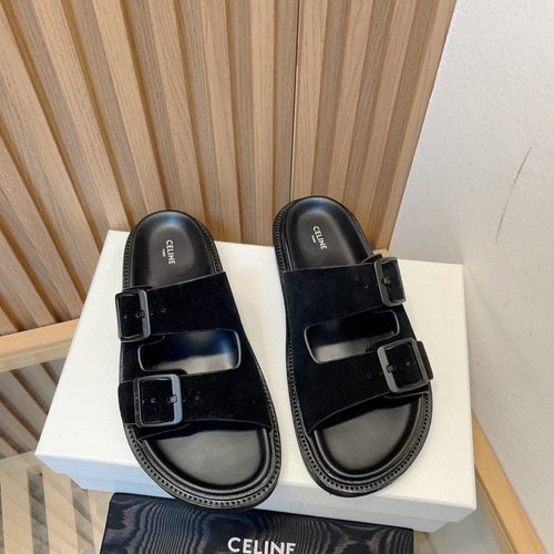Celine TWIN-STRAP SANDALS WITH SUEDE UPPERS AND BUCKLE CLOSURE BLACK