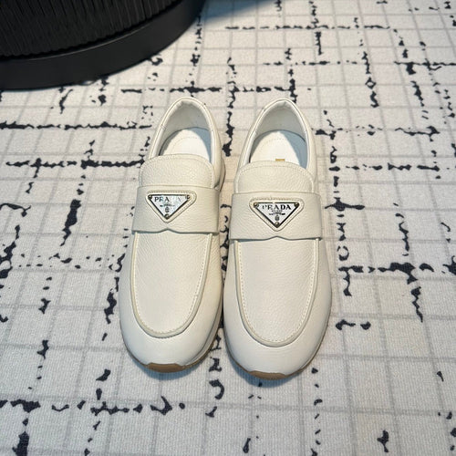 PRADA SPORTY STYLE LOAFERS WHITE CALFSKIN