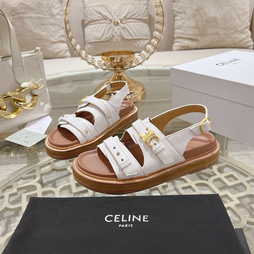 Celine TIPPI TRIOMPHE SANDAL IN WHITE CALFSKIN