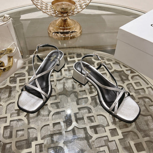 Celine HIGH SANDAL 45MM IN SILVER LAMBSKIN