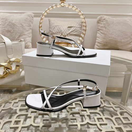 Celine HIGH SANDAL 45MM IN WHITE LAMBSKIN