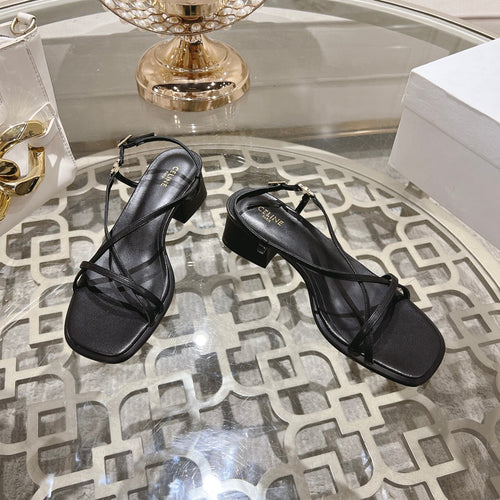 Celine HIGH SANDAL 45MM IN BLACK LAMBSKIN