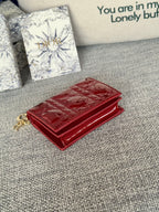DIOR Caro 11cm Compact Wallet Shiny Red Calfskin