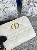 DIOR Logo Caro 11cm Compact Wallet White Calfskin