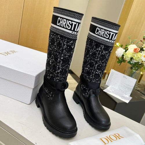 DIOR D-Major Boot In Black Denim Fabric And Lambskin 107716
