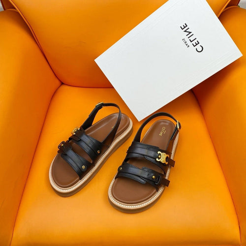Celine TIPPI TRIOMPHE SANDAL IN CALFSKIN BLACK