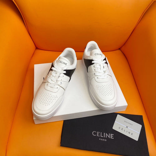 Celine TRAINER LOW LACE-UP SNEAKER IN CALFSKIN OPTIC WHITE BLACK