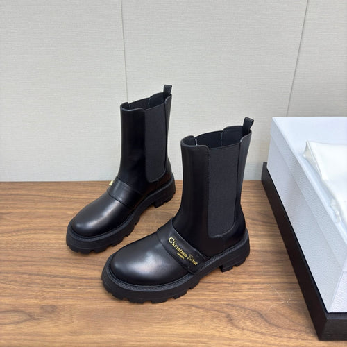 DIOR D-Quest Ankle Boot 40mm In Plain Black Calfskin 112933