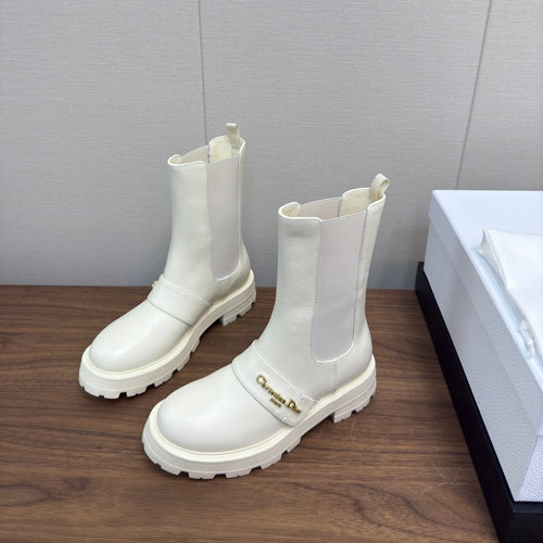 DIOR D-Quest Ankle Boot 40mm In White Calfskin 112935