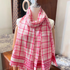 DIOR SCARF 200 CM IN PUNCH PINK CASHMERE AND SILK 418335