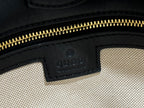 73 SMALL BUCKET BAG 20 IN NATURAL CANVAS AND BLACK CALFSKIN