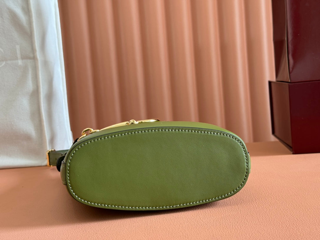 73 SMALL BUCKET BAG 20 IN GREEN SMOOTH CALFSKIN