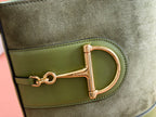 73 SMALL BUCKET BAG 20 IN GREEN SOFT SUEDE AND CALFSKIN