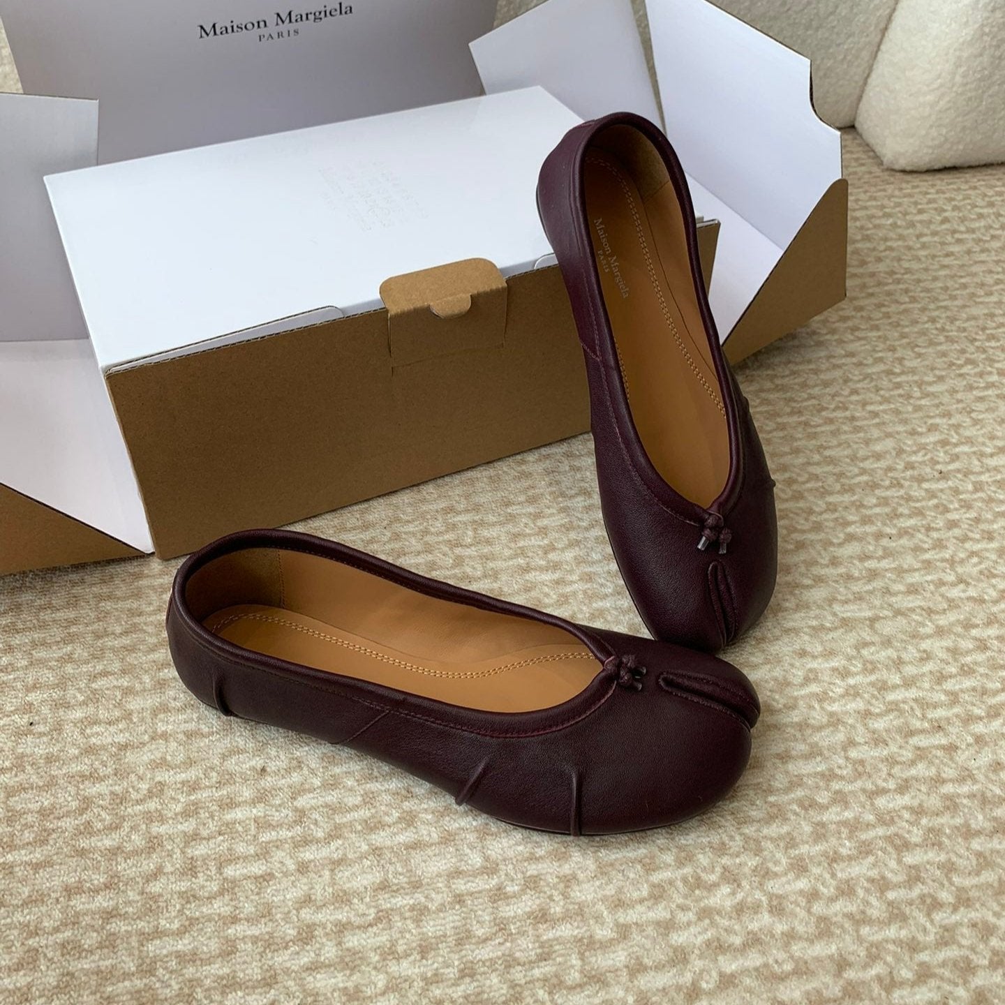 Saint Laurent SL TABI BALLERINA FLAT WINE LAMBSKIN