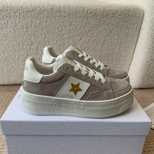 DIOR Star Platform Sneaker In Light Brown Grey Suede 998718