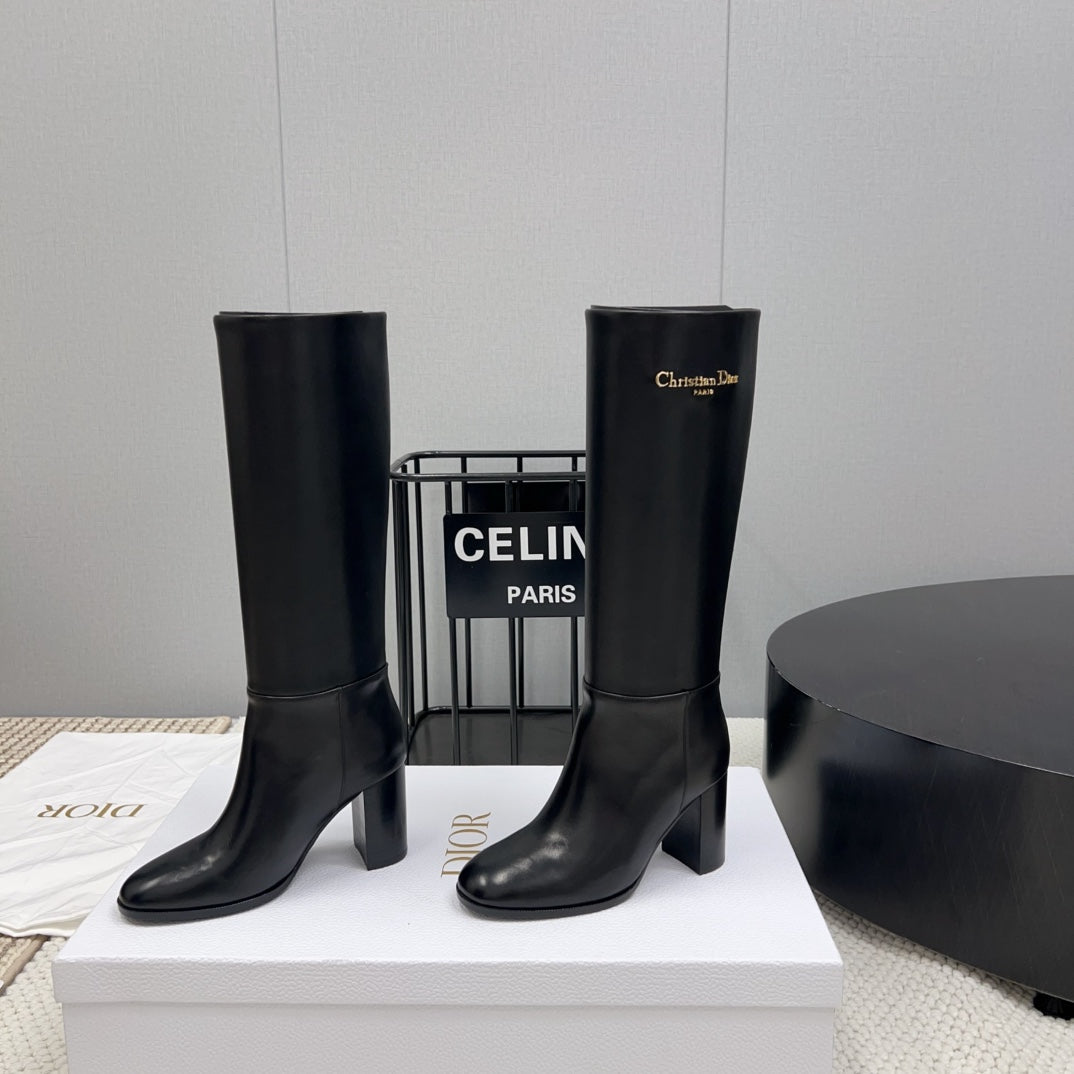 DIOR D-Town Heeled Boot 80mm In Black Cowhide 994868