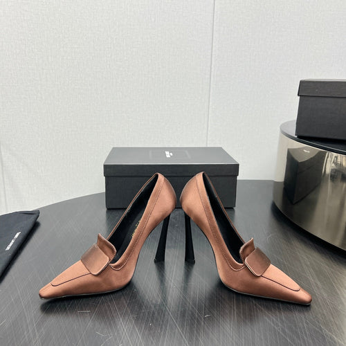 Saint Laurent D'ORSAY PUMPS IN TOFFEE BROWN SILK