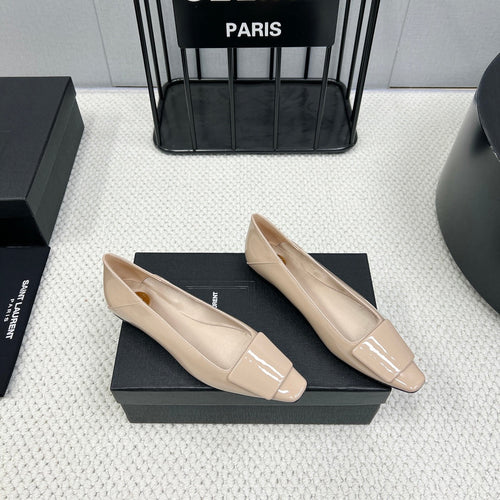 Saint Laurent POPPY BALLET FLATS IN BEIGE GLOSSY LAMBSKIN