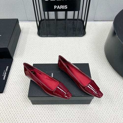 Saint Laurent POPPY BALLET FLATS IN BURGUNDY RED GLOSSY LAMBSKIN