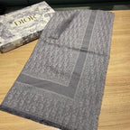 DIOR SQUARE SCARF 140 CM IN MOUSE GRAY WOOL AND SILK 415442