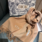 DIOR SCARF 180 CM IN CAMEL BEIGE CASHMERE AND WOOL 408838