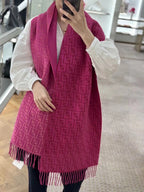 FENDI FF SCARF 180 CM IN BRIGHT PINK MONOGRAM WOOL AND CASHMERE 411830