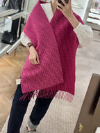FENDI FF SCARF 180 CM IN BRIGHT PINK MONOGRAM WOOL AND CASHMERE 411830