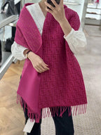 FENDI FF SCARF 180 CM IN BRIGHT PINK MONOGRAM WOOL AND CASHMERE 411830