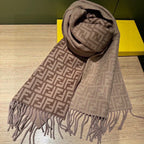 FENDI FF SCARF 180 CM IN MEDIUM BROWN MONOGRAM WOOL AND CASHMERE 411831