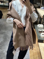 FENDI FF SCARF 180 CM IN MEDIUM BROWN MONOGRAM WOOL AND CASHMERE 411831