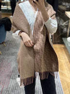 FENDI FF SCARF 180 CM IN MEDIUM BROWN MONOGRAM WOOL AND CASHMERE 411831