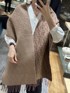 FENDI FF SCARF 180 CM IN MEDIUM BROWN MONOGRAM WOOL AND CASHMERE 411831