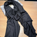 DIOR SQUARE SCARF 140 CM IN AEGEAN BLACK  WOOL AND SILK 415449