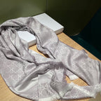 DIOR SQUARE SCARF 140 CM IN LIGHT PURPLE MIX WHITE  WOOL AND SILK  415456