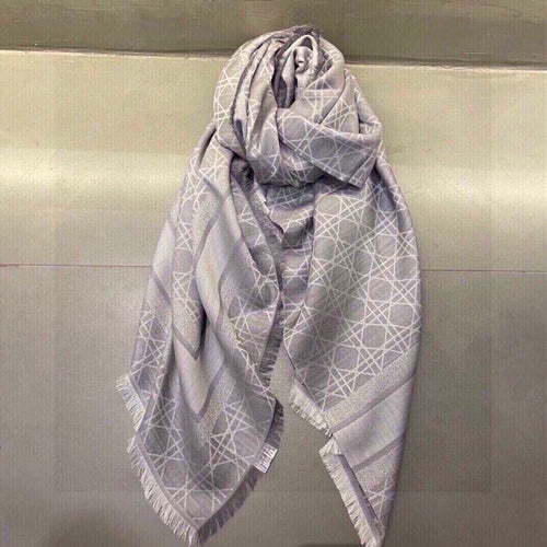 DIOR SQUARE SCARF 140 CM IN LIGHT PURPLE MIX WHITE  WOOL AND SILK  415456