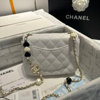 23P Flap Bag 16cm Grey Calfskin Siver Hardware
