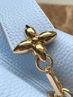 Louis Vuitton CAPUCINES BB 26 IN CANDY BLUE TAURILLON GOLD HARDWARE