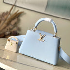 Louis Vuitton CAPUCINES BB 26 IN CANDY BLUE TAURILLON GOLD HARDWARE