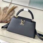 Louis Vuitton CAPUCINES EAST-WEST 33 IN BLACK CALFSKIN GOLD HARDWARE