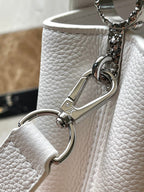Louis Vuitton CAPUCINES EAST-WEST MINI 22 IN WHITE CALFSKIN SILVER HARDWARE