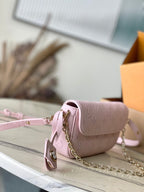 Louis Vuitton WALLET ON CHAIN IVY 23 IN LIGHT PINK MONOGRAM PERFORATED CALFSKIN GOLD HARDWARE