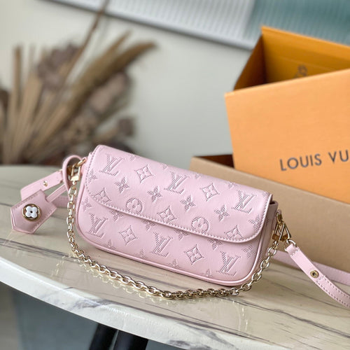 Louis Vuitton WALLET ON CHAIN IVY 23 IN LIGHT PINK MONOGRAM PERFORATED CALFSKIN GOLD HARDWARE