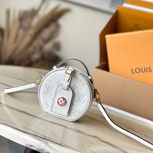 Louis Vuitton MINI BOITE CHAPEAU 13 IN WHITE MONOGRAM PERFORATED CALFSKIN