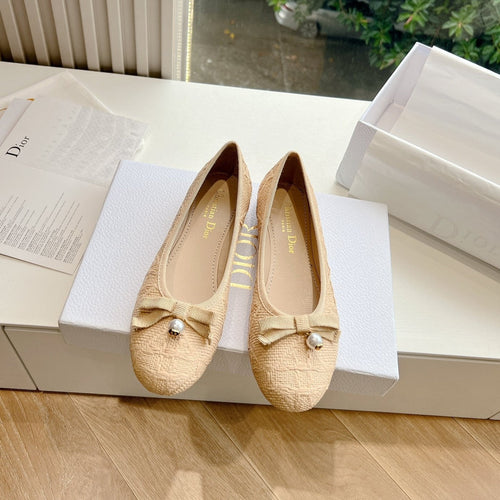 DIOR ballet flat beige sedge mop front