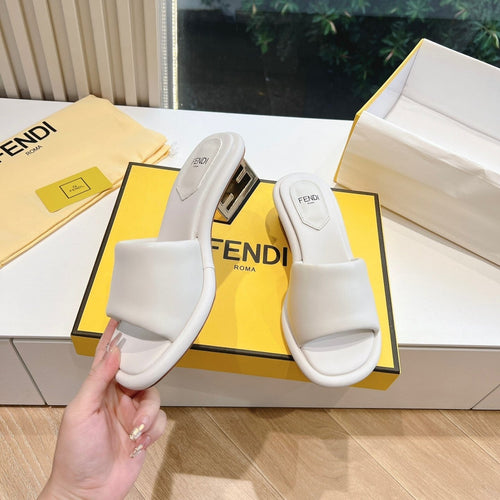 FENDI FF Baguette Slides Women 45 Nappa Leather White
