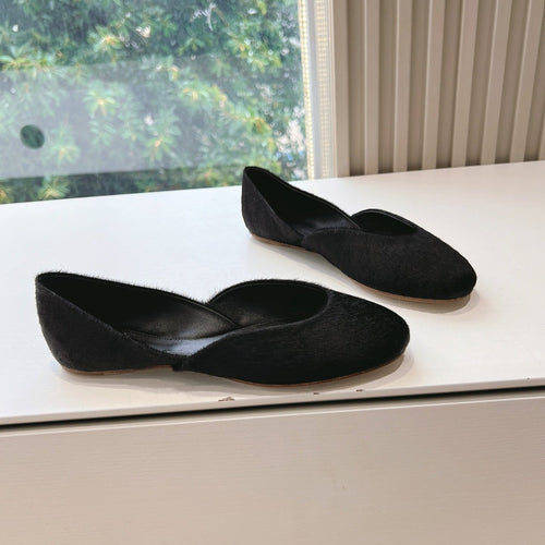 Saint Laurent SL GEMMA BALLET FLAT BLACK FUR