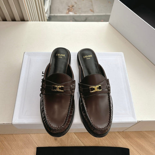Celine CELINE  Slippers Brown Leather 285953