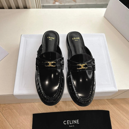 Celine CELINE  Slippers Black Leather 285954