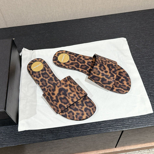 Saint Laurent SL CARLYLE LEOPARD SLIPPERS AMBER CANVAS